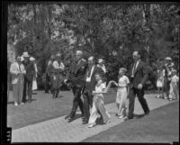 William F. Gettle, Robert Gettle, and William F. Gettle Jr. attend the funeral of their wife and mother, Glendale, 1935