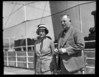 W. Cecil Leys arriving on a ship, San Pedro (Los Angeles), 1938