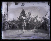 Huntington Park Lodge's float with elks in the Tournament of Roses Parade, Pasadena, 1924