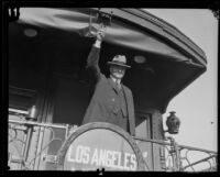 Herbert Hoover arrives in Los Angeles, 1928