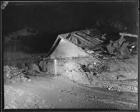 Pitched roof of a house destroyed by a flood, La Crescenta-Montrose, 1934