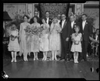 Mr. and Mrs. Harold Roberts and their wedding party, Los Angeles, 1926