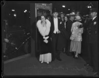 Russ and May Avery arrive at annual Lincoln Club dinner, Los Angeles, 1933