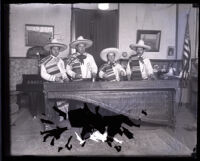 Marimba band performing at the KHJ radio station, Los Angeles, circa ...