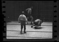 Hank Hankinson during a boxing match, 1935