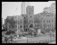 Old Los Angeles County Courthouse being cleared for destruction, Los Angeles, 1935