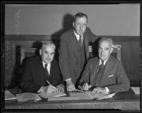 State code commissioners William G. Hale, Perry Evans, and T.C. Ridgway, Los Angeles, 1935