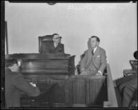 Victor H. Rossetti testifies at coroner's jury, Los Angeles, 1932