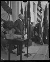 Mayor John C. Porter at a speaking engagement, Los Angeles, circa 1930