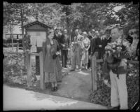 Grand Duchess Marie of Russia attends Russian Orthodox Church services, Silver Lake (Los Angeles), 1932