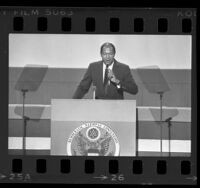 Los Angeles Mayor Tom Bradley speaking at the Democratic National Convention in San Francisco, Calif., 1984