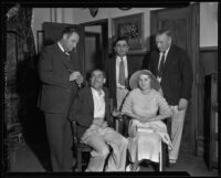 Kidnapping victims John Jeske and his wife Elaine with unknown justice officials, Los Angeles, 1934