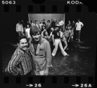 Luis Valdez and Gordon Davidson with the "Zoot Suit" cast