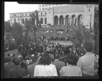 Crowd of 15,000 outside Los Angeles City Hall in 1948 protesting U.S. Palestine policy