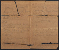 Los Angeles Times photographer George Watson's notes from an assignment aboard the USS Baltimore, 1920