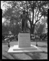 Statue of Ludwig van Beethoven in Pershing Square the day of its unveiling, Los Angeles, 1932-1939