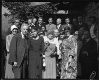 John S. McGroarty in a group portrait at his home, Tujunga, 1920-1940