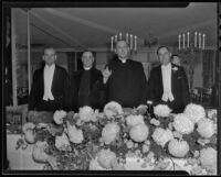 Rev. Frank Fagerburg, Rev. Harry Beal, Bishop John J. Cantwell, and Rabbi Magnin at the Ambassador, Los Angeles, 1935