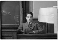 Carlton Williams, Los Angeles Times reporter, testifying in court, Los Angeles, 1920s-1930s