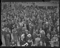 Spectators in the grandstand at Santa Anita Park on Christmas Day, Arcadia, 1935