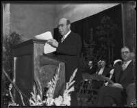 Gordon L. McDonough and Dr. Percy T. Magan at the County General Hospital dedication ceremony, Los Angeles, 1934