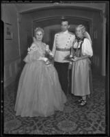 Mrs. Hunter, Stewart McKee and Kate Page at the Bachelors' Mardi Gras Ball at the Biltmore, Los Angeles, 1936