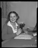 First female newspaper editor Pat Hollen of Van Nuys High School, Los Angeles, 1936