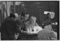 Clyde C. Shoemaker and key witness Lucien C. Wheeler at Buron Fitts perjury trial, Los Angeles, 1936