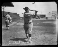 Ross "Brick" Eldred at baseball field, 1920-1928