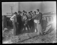 A class of future farmers with a cow, Norwalk, 1935