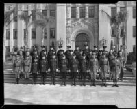 Beverly Hills Police Department officers lined up for inspection, Beverly Hills, 1932