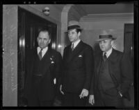 Actor Duncan Renaldo, his attorney Howard B. Henshey and Sheriff L. F. Thomas, Los Angeles, 1936