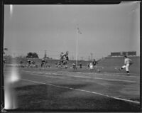 San Francisco Don player misses a pass during the Loyola versus San Francisco University football game, Los Angeles, 1932