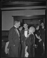 Robert Gordon Sproul, Charles Crail, Jr., and Louise Kerckhoff at a UCLA reunion, Los Angeles, 1935