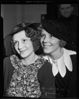 Sisters Ella Maria Lengel and Sarah Clark celebrate Lengel's divorce, Los Angeles, 1935