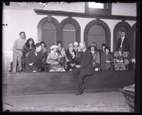 Judge Johnson W. Summerfield beside women seated in a jury box, Los Angeles, 1920-1927