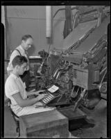 Man learning to type at the Frank Wiggins Trade School, Los Angeles, 1935