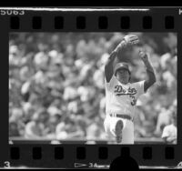 Dodgers' Fernando Valenzuela in wind up for pitch, Los Angeles, Calif., 1986