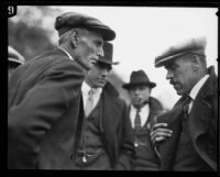 Bert C. Webster visits the location of Dr. Benjamin Baldwin's body with police, Newhall, 1924