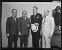 George W. Nilsson, D. M. Kelley, Patrick J. Hurley, and Peter Q. Nyce at the American Bar Association convention, Los Angeles, 1935