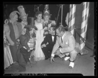 Munchkins in costumes at film premiere of Wizard of Oz in Los Angeles, Calif., 1939