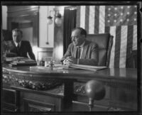 Judge Sidney Reeve presides over the Madalynne Obenchain murder trial, Los Angeles, ca. 1921