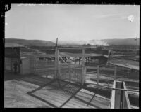 Gate and covered road leading to Hipódromo Agua Caliente racetrack, Tijuana, Mexico, [1929?]