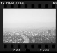 Cityscape of Los Angeles, viewed from Mulholland Drive looking out on 101 Freeway towards downtown, Los Angeles, 1984