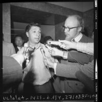 Airplane hijacker and Mexican American activist Ricardo Chavez-Ortiz talking with reporters in Los Angeles, Calif., 1972