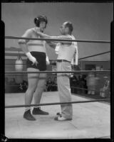 King Levinsky in the ring with Jerry Luvadis, Los Angeles, 1934