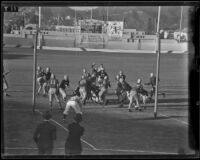 Los Angeles Bulldogs play Cleveland Rams at Gilmore Stadium, Los Angeles, 1938