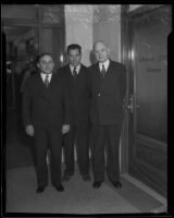 John C. Porter, George Francis and Carl B. Wirsching called to testify at a Grand Jury hearing, Los Angeles, 1933