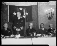 Admiral David Sellers speaking at a meal, [1934?]