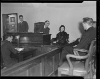 Woman questioned the inquest into the murder of Harry Meagher, Los Angeles, 1933